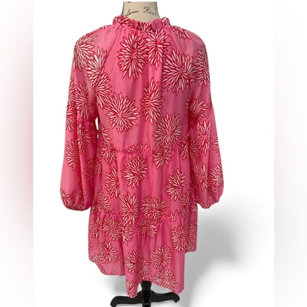 J.Marie Pink Floral Tiered Peasant Dress Size M | Lined | Boho Resort Style - Picture 5 of 9
